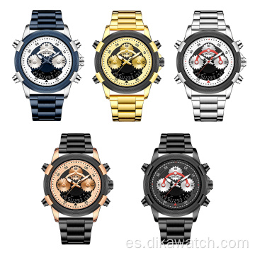 SMAEL Golden Relojes para hombre Acero inoxidable Digital